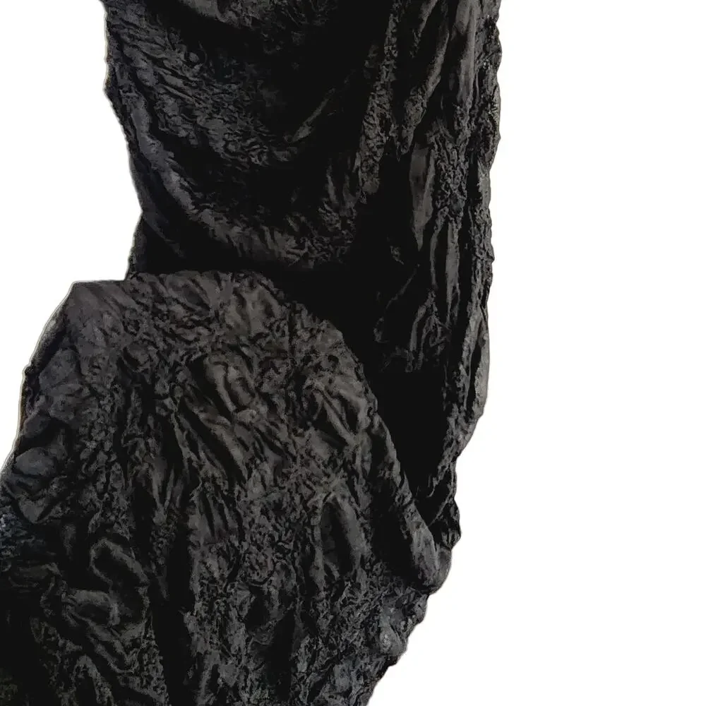 Zara Black Ruched Lace Strapless Midi / Maxi Dress Size Small